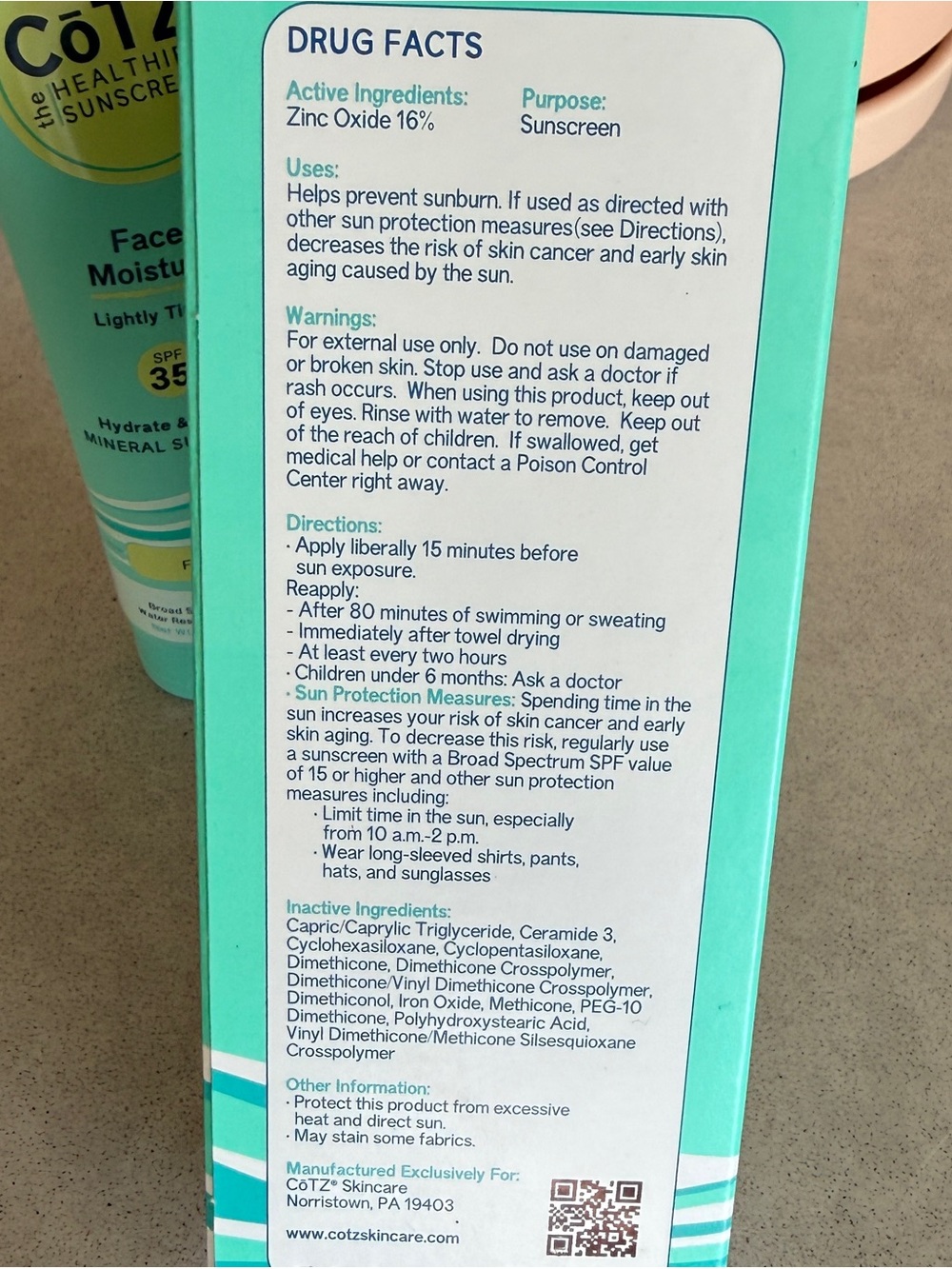 CoTZ Face Moisture Lightly Tinted SPF 35 Sunscreen - Hydrate & Protect - Picture 6 of 6